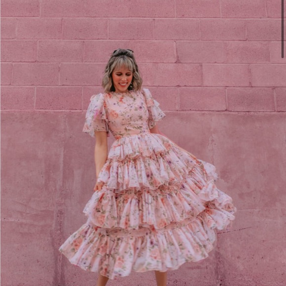 Ivy City Co Rosette Ruffled Midi Dress - Picture 3 of 7